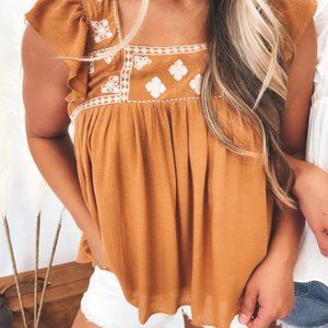 Golden Ray Top- Color Rust- Size Small